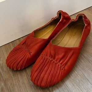 Chocolat Blu Red Leather Ballet Flats Size 9